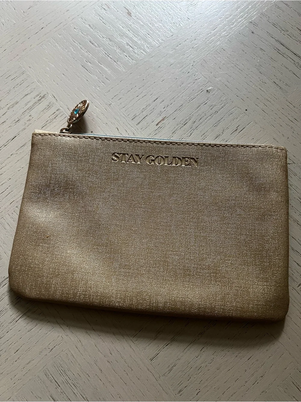 IPSY July 2021 Glam Bag STAY GOLDEN Makeup Cosmetic Clutch Jeweled Zip Pull